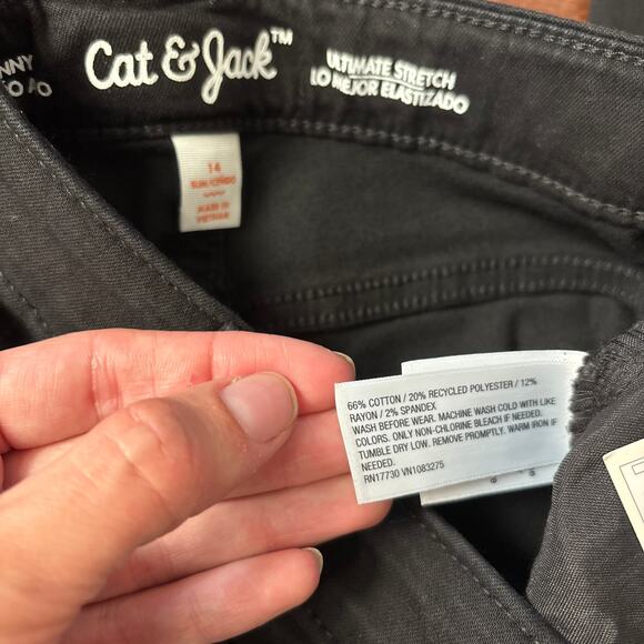 Cat and Jack Girls Skinny Jeans High Rise 14 Slim Ultimate Stretch Black Denim - Picture 4 of 5